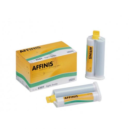 Материал слепочный А-силиконовый высокоточный для корригирующего слоя Affinis Light Body (2 картриджа по 50 мл, насадки)