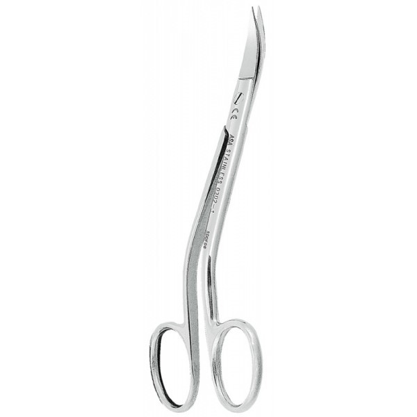 Ножницы для десны изогнутые по плоскости в области лезвия и в области ручки, 12,5 см.