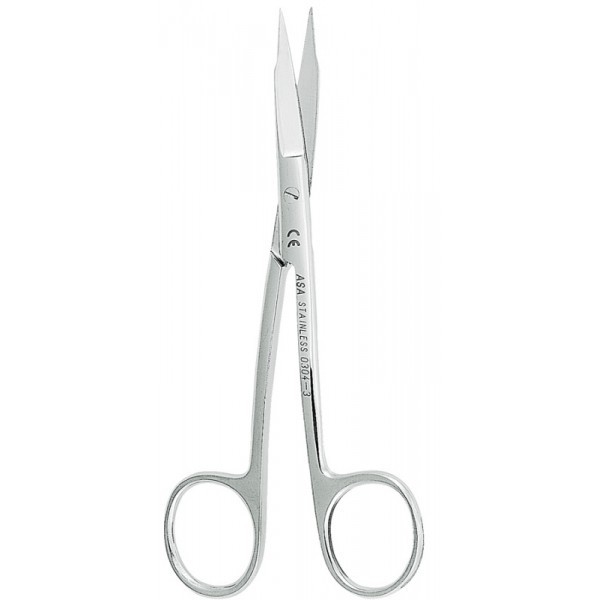 Ножницы для десны изогнутые, зубчики на одном лезвии, 13 см.