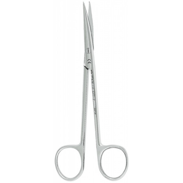 Ножницы для десны N1 изогнутые по плоскости, зубчики на 1 лезвии, 14,5 см
